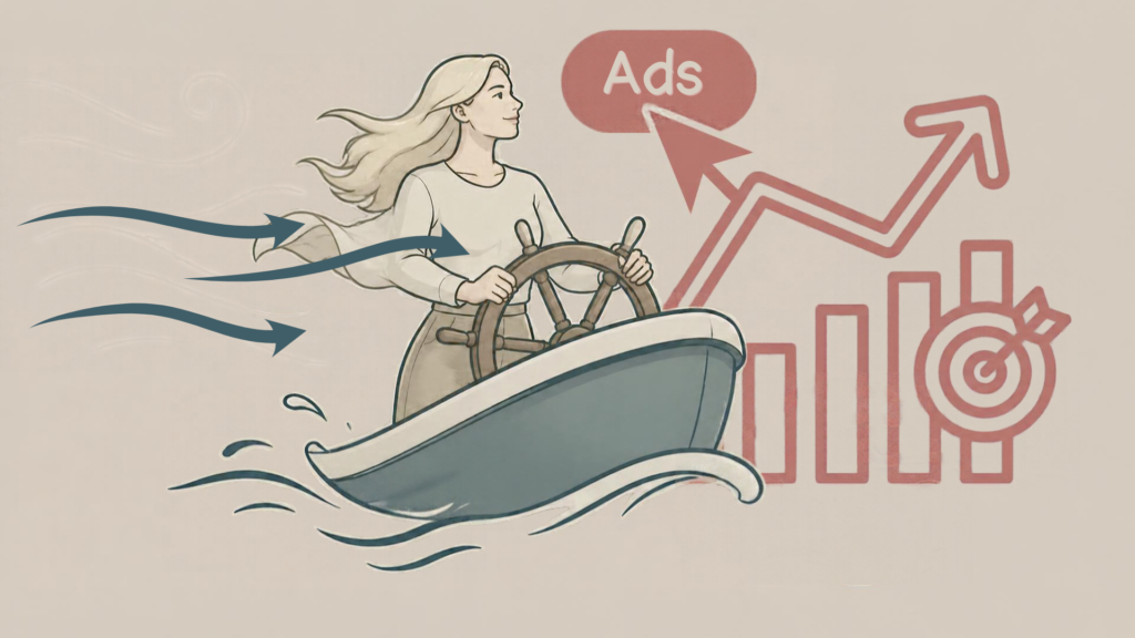 Illustration als Symbol für mehr Reichweite und Wachstum durch digitale Werbekampagnen.