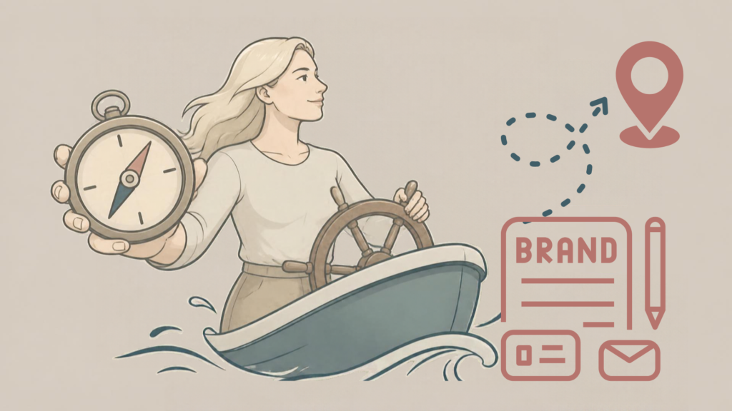 Illustration als Symbol für Content-Produktion, Markenpräsenz und den Ausbau digitaler Sichtbarkeit.